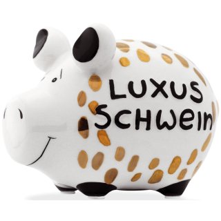 Spardose Schwein "Luxusschwein" - Keramik, Gold-Edition, klein