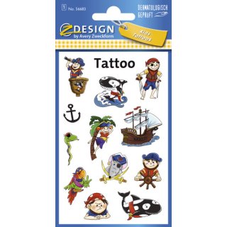 Avery Zweckform® Z-Design 56683, Kinder Tattoos, Piraten, 1 Bogen/12 Tattoo