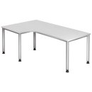 Winkeltisch 4-Fuß-Gestell r -200x68-76-120cm,höhenverst.,Winkel 90°,Weiß/Silber