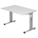 Schreibtisch C-Fuß-120x65-85x80cm,höhenverst.,Weiß/Silber,mit Montageservice