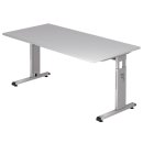 Schreibtisch C-Fuß-160x65-85x80cm,höhenverst.,Grau/Silber,mit Montageservice