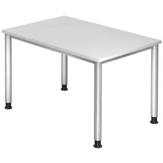 Schreibtisch 4-Fuß-Gestell rund-120x68-76x80 cm, höhenverst. wß/Silber, Montage