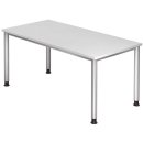 Schreibtisch 4-Fuß-Gestell rund-160x68-76x80 cm, höhenverst. wß/Silber, Montage