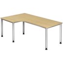 Winkeltisch 4-Fuß-rund -200x68-76-120cm,höhenv. Winkel90°,Ahorn/si,Montage