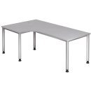Winkeltisch 4-Fuß-rund -200x68-76-120cm,höhenverst. Winkel 90°,gr/Silber,Montage