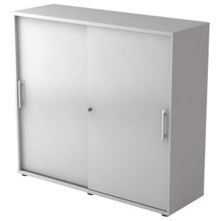 Schiebetürschrank - 3OH, 120 cm, Relinggriff, Grau/Grau, mit Montageservice