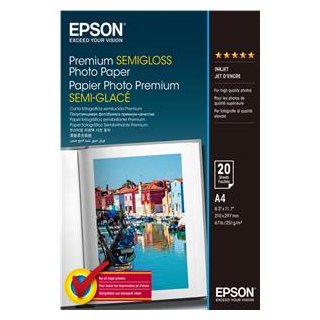 EPSON PREMIUM SEMIGLOSS PHOTO PAPIER A4 (20 BLATT) 251g/m2, Kapazität: 20 Bl.