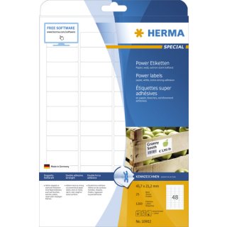Herma 10902 Etiketten A4 weiß 45,7x21,2 mm extrem stark haftend Papier matt 1200 St.