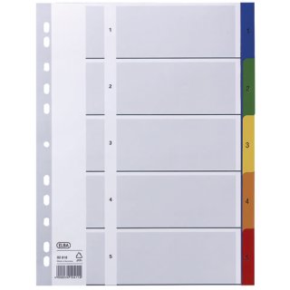 ELBA Zahlenregister, PP-Folie, 0,12 mm, 1 - 5, A4, 230 x 297 mm, 5 Blatt