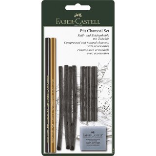 Faber-Castell PITT&reg; Charcoal Set, Rei&szlig;kohle in den H&auml;rten M,S,ES, auf Blisterkarte