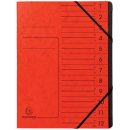 Ordnungsmappe - 12 Fächer, A4, Colorspan-Karton, rot