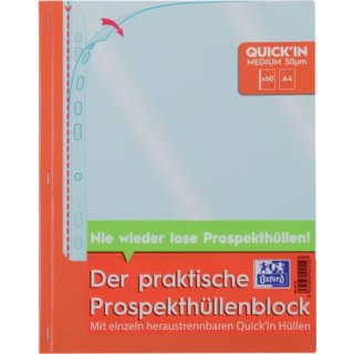 Prospekthüllenblock Quickin - glasklar, 0,05 mm, A4, 60 Stück