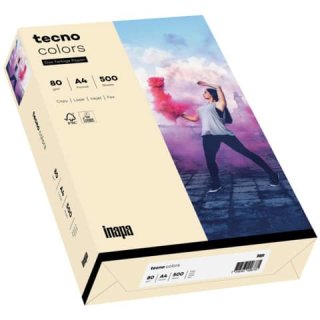 Multifunktionspapier tecno® colors - A4, 80 g/qm, hellchamois, 500 Blatt