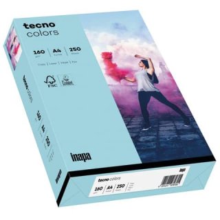 Multifunktionspapier tecno® colors - A4, 160 g/qm, mittelblau, 250 Blatt