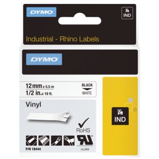 Vinylband Industrieband, PVC, laminiert, 5,5 m x 12 mm, schwarz/weiß