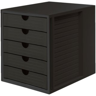 Schubladenbox SYSTEMBOX KARMA - A4/C4, 5 geschlossene Schubladen, öko-schwarz
