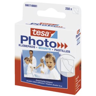 tesa Photo Klebepads, weiß, beidseitig klebend, Packung mit 250 Stück