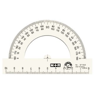 Winkelmesser Halbkreis, Polystyrol, von 0° bis 180°, 100 mm, glasklar