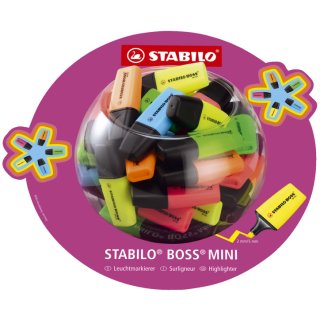 Stabilo&reg; Textmarker BOSS&reg; MINI - Bonbonglas, 50 Teile, Kunststoff