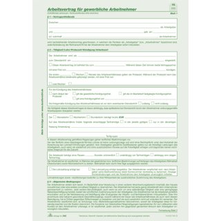 Arbeitsvertrag für gewerbliche Arbeitnehmer - SD, 2 x 2 Blatt, DIN A4, 10 Stück