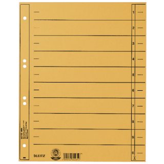 Leitz 1658 Trennblatt - A4berbreite, durchgefärbter Karton, 100 Stück, gelb