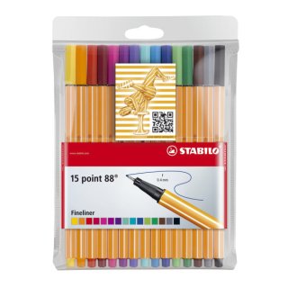 Fineliner point 88® Etui, mit 15 Stiften