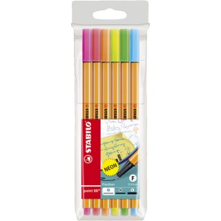 Fineliner point 88® - Etui "Neon", mit 6 Stiften