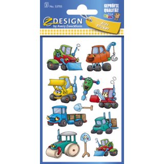 Avery Zweckform® Z-Design 53705, Kinder Sticker, Baumaschinen, 3 Bogen/33 Sticker