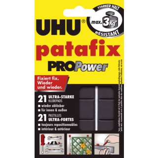 UHU patafix PROPower, wieder ablösbar, anthrazit, 21 Stück