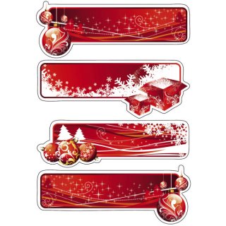 15063 Sticker DECOR Geschenketiketten rot, beglimmert