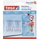 Tesa® Klebehaken für transparente Oberflächen und Glas (1kg), Packung mit 2 Stück