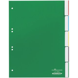 Register - Hartfolie, blanko, grün, A4, 5 Blatt